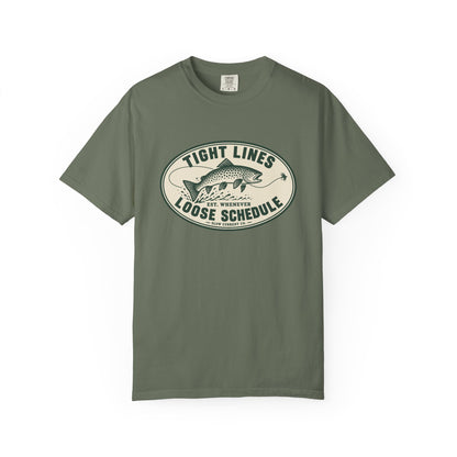 Tight Lines, Loose Schedule Fly Fishing T-Shirt